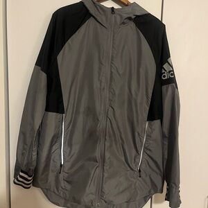 Adidas Gray and Black Windbreaker Jacket size M